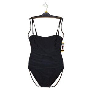 Dkny Black Shirred Convertible Bathing Suit NWT Size M